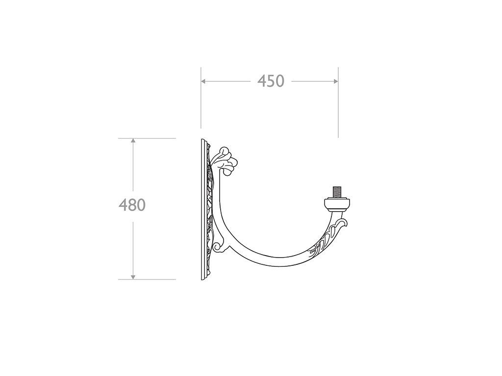 Mensola a muro in ghisa e alluminio tipo Maiorca - dimensioni