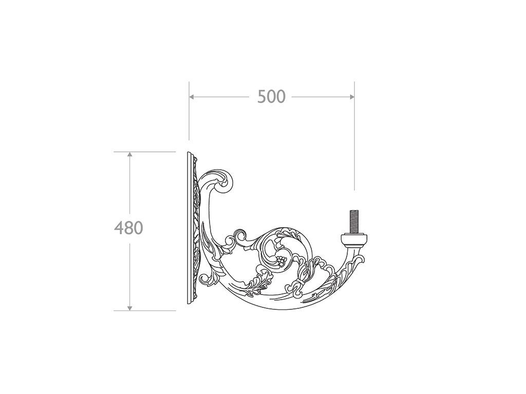 Mensola a muro in ghisa e alluminio tipo Corf? - dimensioni