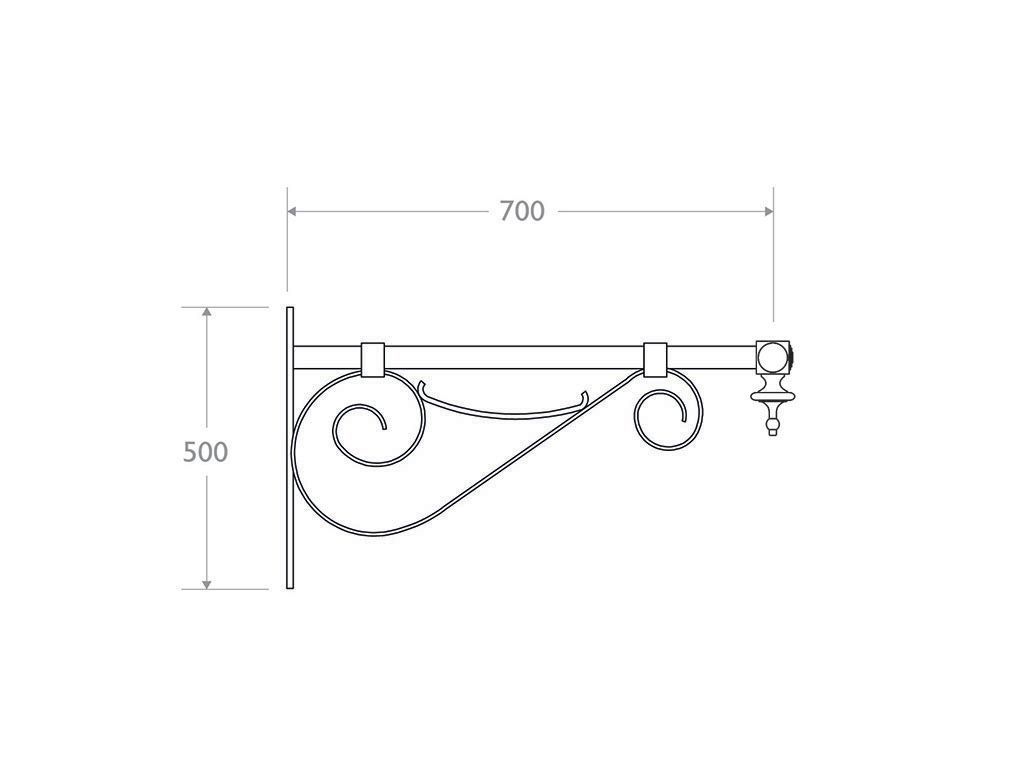 mensola muro ghisa alluminio acciaio 518 dimensioni