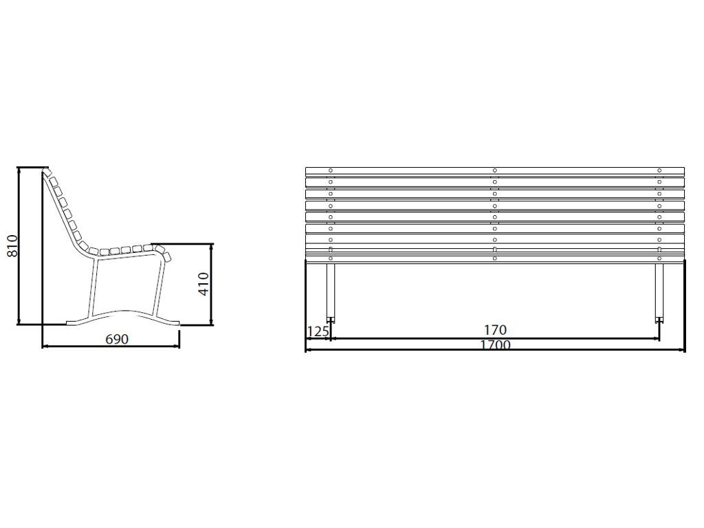 Panchina Milano Classica dimensioni