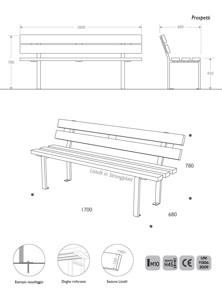 Misure Panchina Valencia