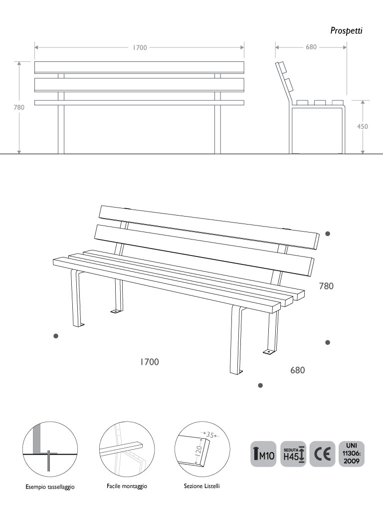 Misure Panchina Valencia
