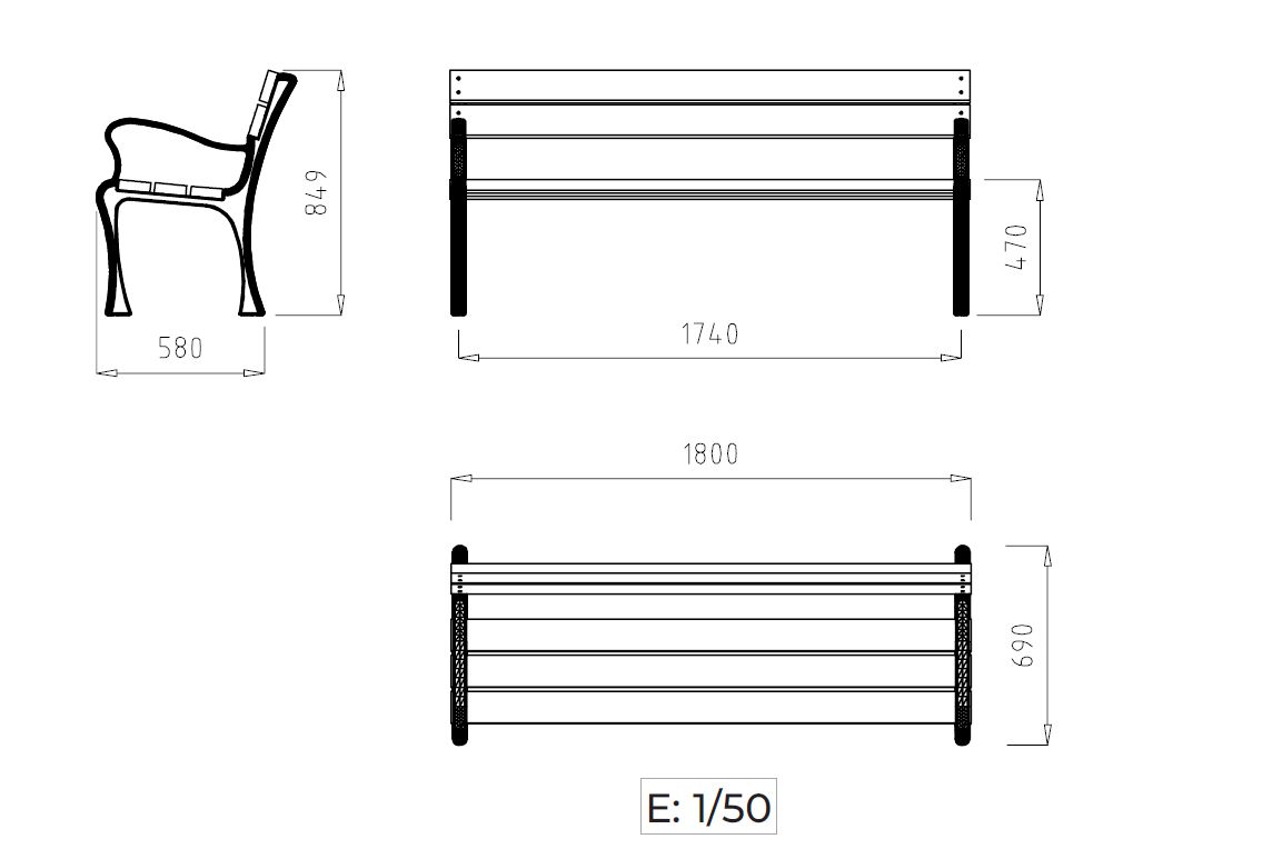 Panchina SINO misure