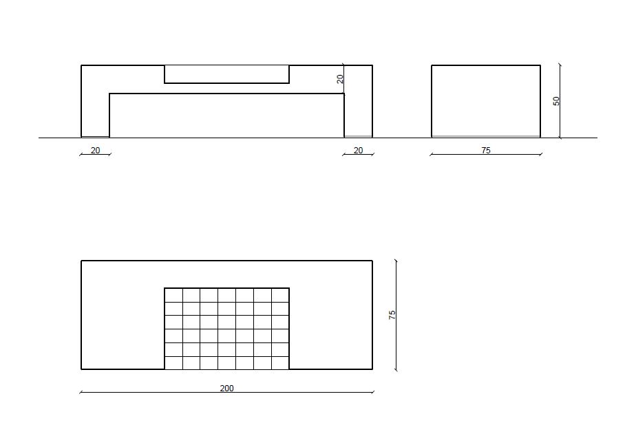 Panchina smart in cemento misure