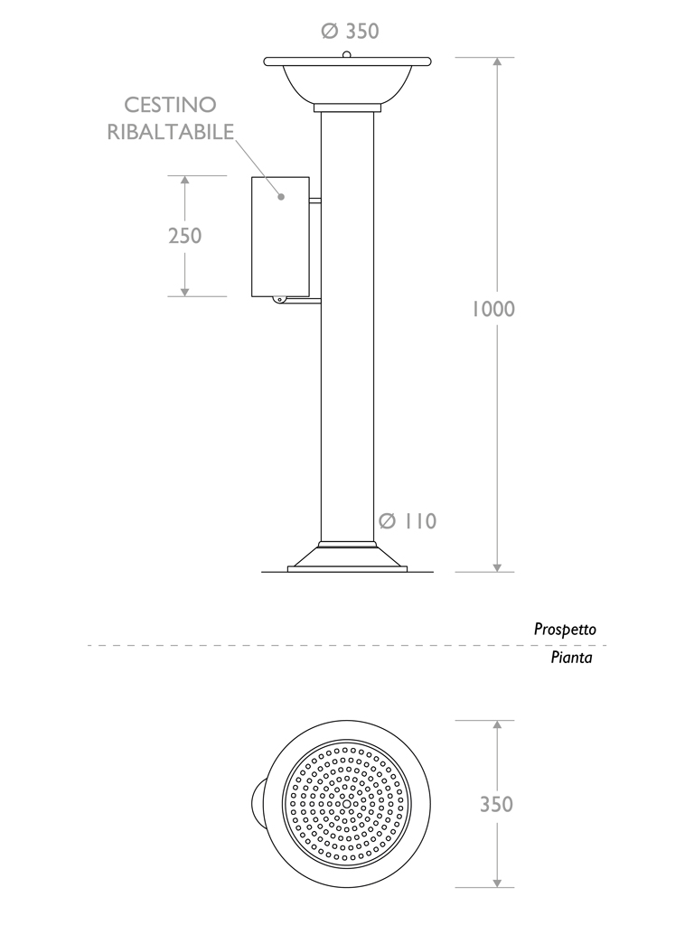 posacenere 330901 classic cestino portarifiuti