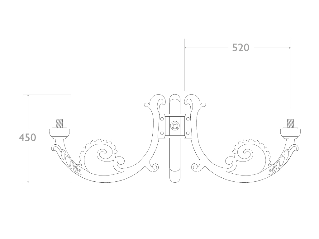 prassitele cima tripla ghisa alluminio 404 3 dimensioni 2d