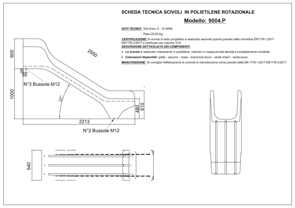 Scivolo in polietilene piccolo dimensioni