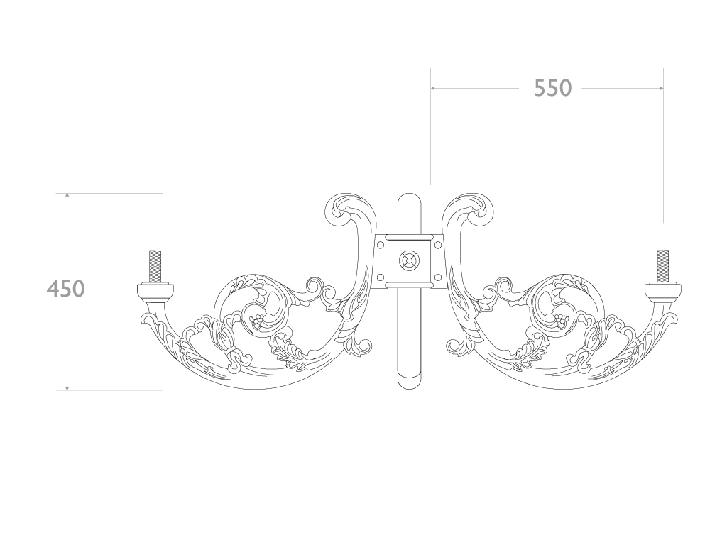skopas cima tripla ghisa alluminio 405 3 dimensioni 2d