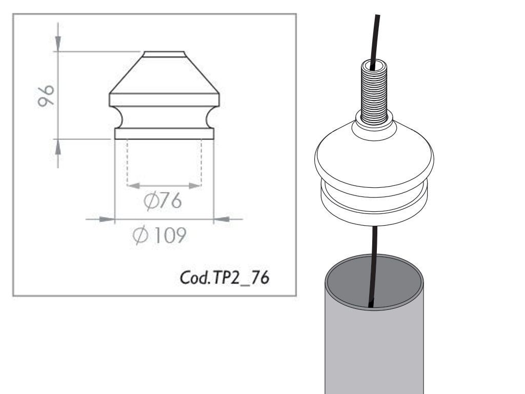 tp2 G76 testa palo pali diametro 76 per lanterne attacco 3 4 gas